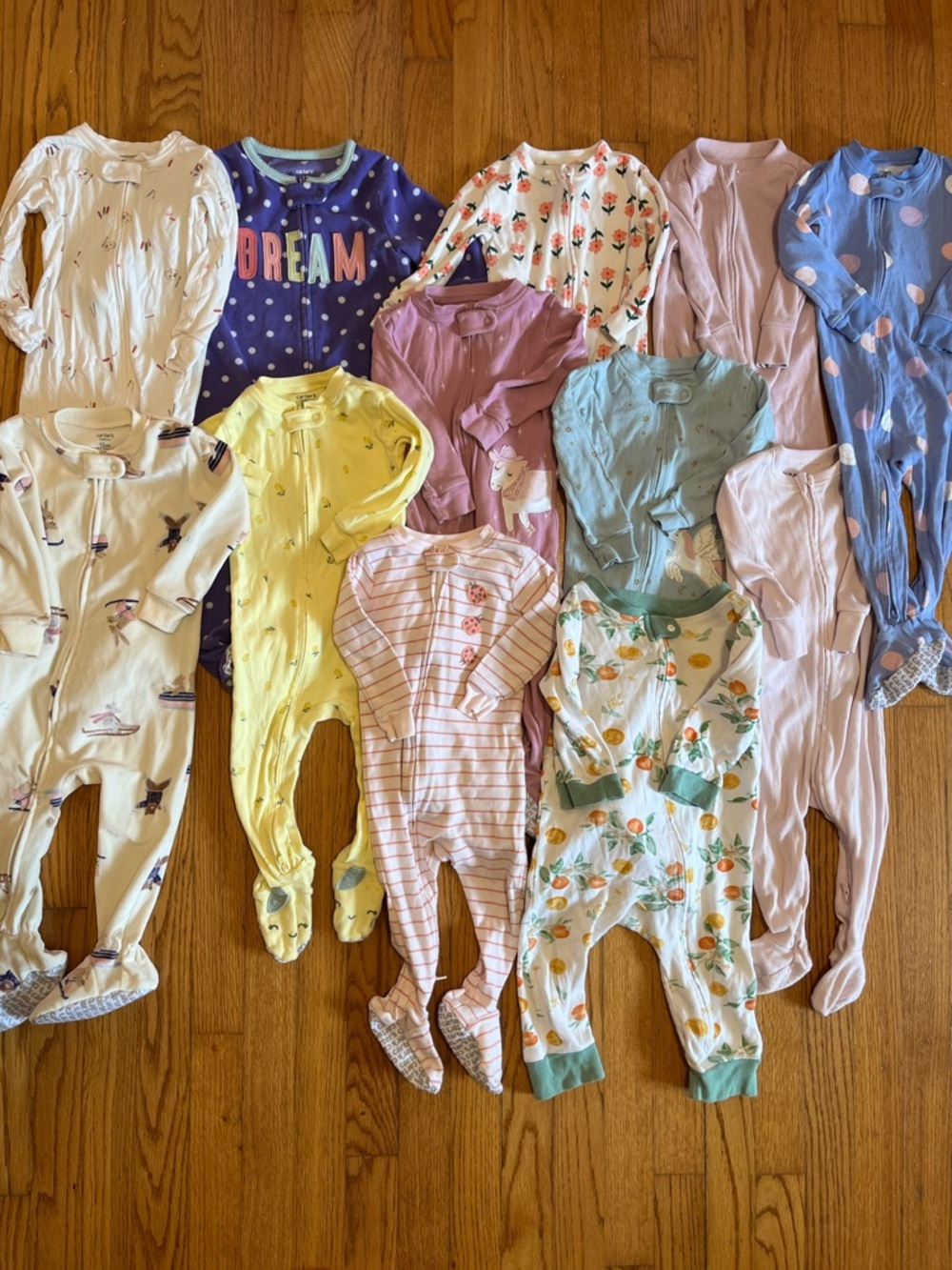 Lot of 12 baby girl sleepers